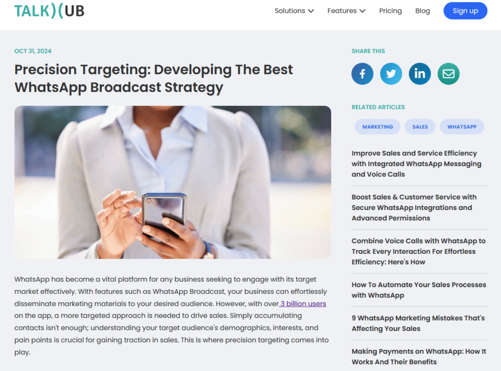 SEO Article Example 2 | TalkHub - MJ Content Marketing